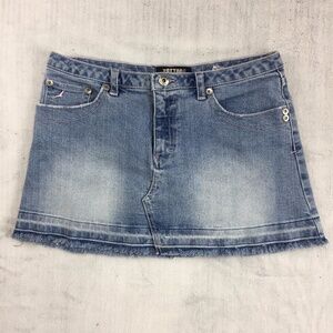 Tattoo Denim Mini Skirt Rough Edge